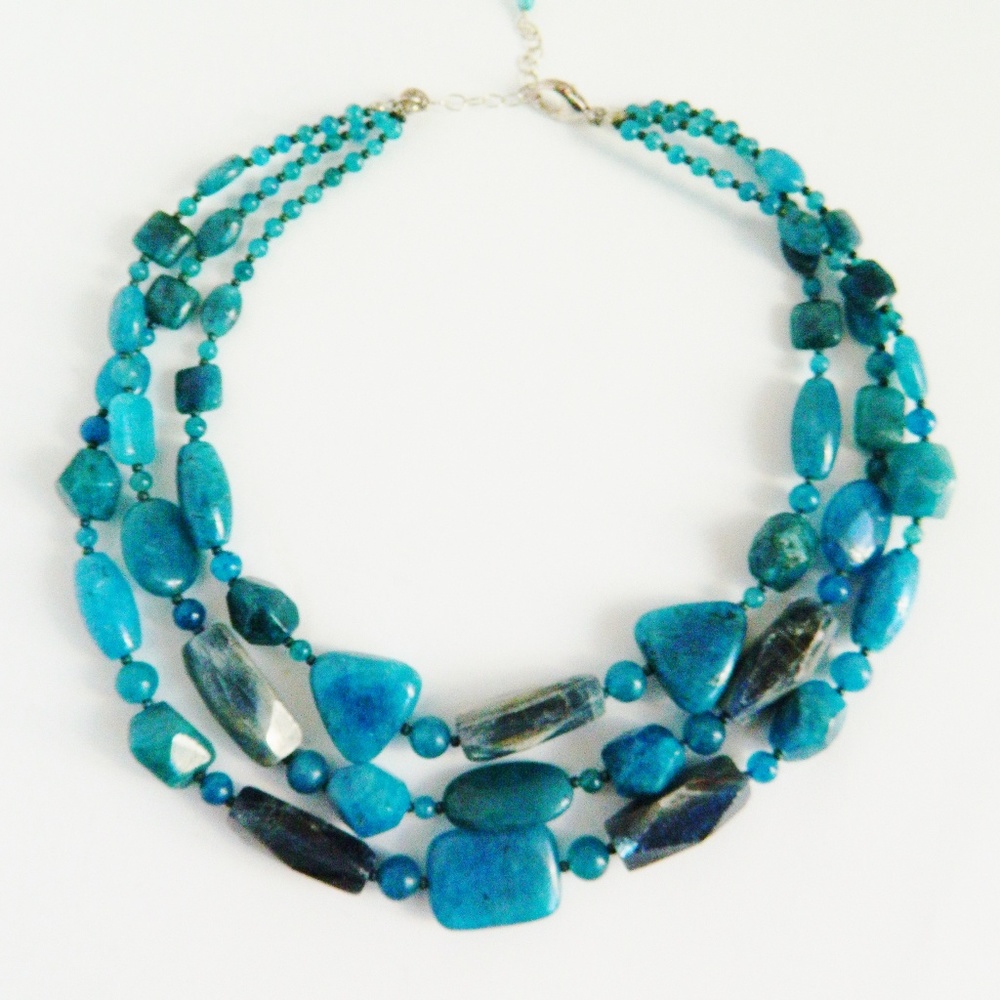 Kyanite 3 Strand Semi Precious Stone Necklace